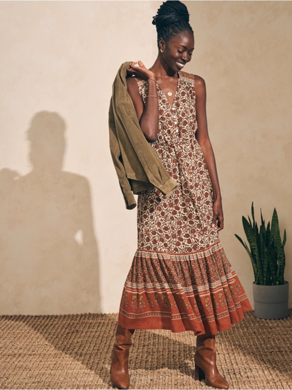 Faherty Ojai Dress Umber Folly Floral (PLEASE READ DESCRIPTION)